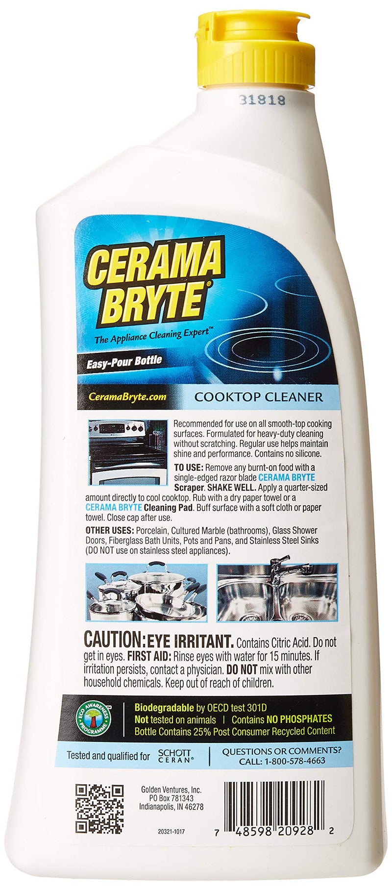 Cerama Bryte Ceramic Cooktop Cleaner (28 oz), Scraper and 5 Cleaning Pads Combo Kit - Image 2